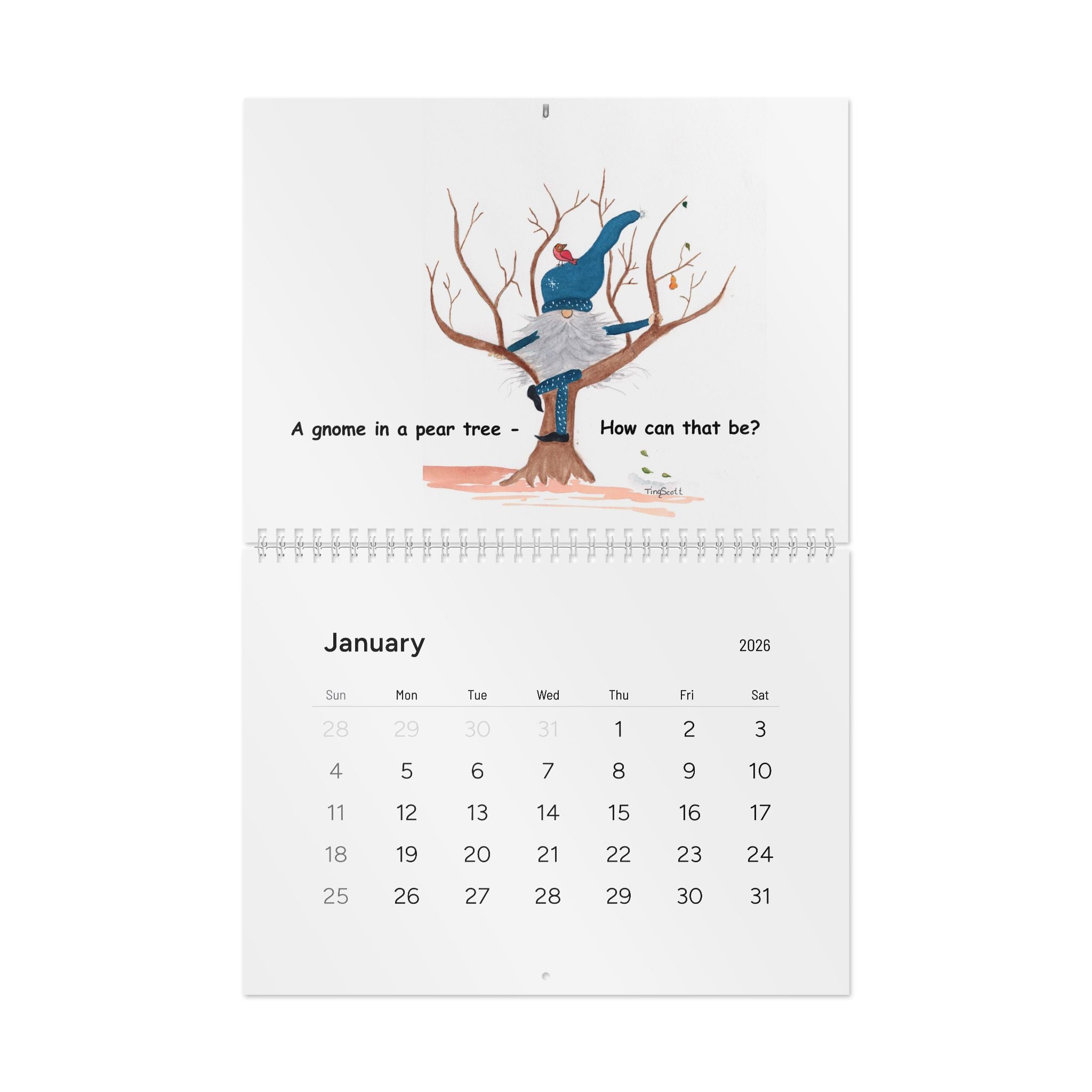 12 Gnomes of Christmas Standard Wall Calendar (2026)