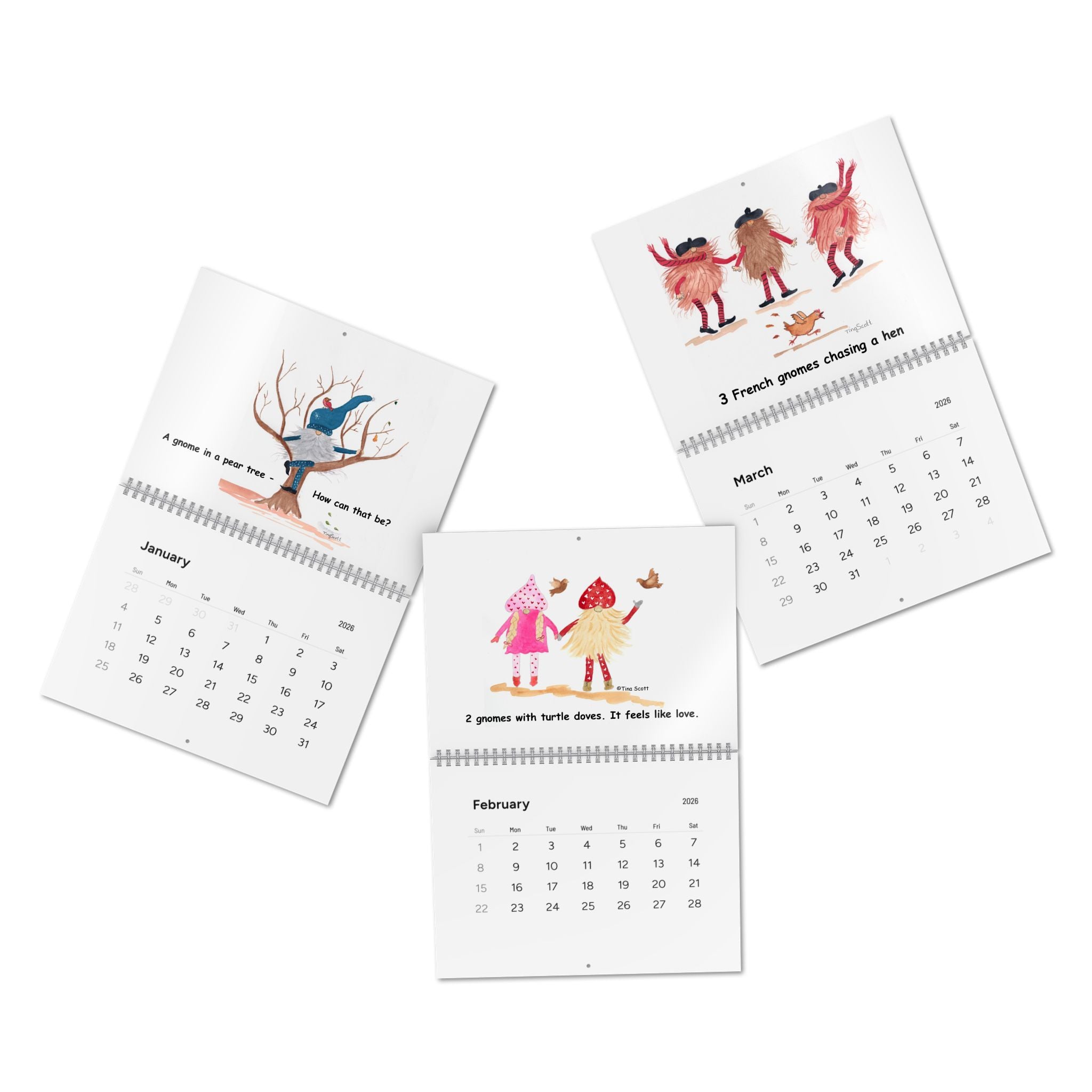 12 Gnomes of Christmas Standard Wall Calendar (2026)